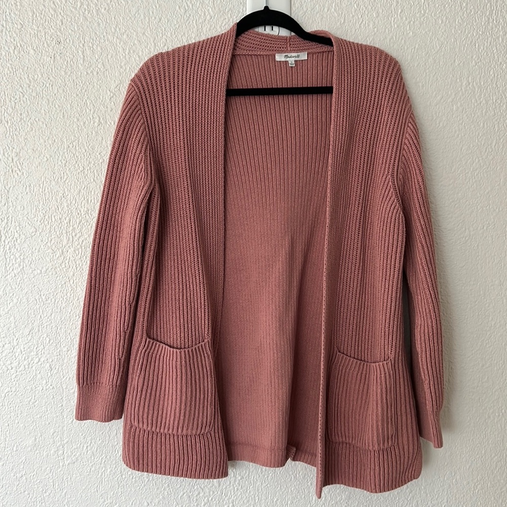 dusty pink Madewell cardigan